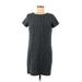 Ann Taylor LOFT Outlet Casual Dress - Shift Crew Neck Short sleeves: Gray Dresses - Women's Size Medium Petite