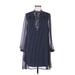 11.1. Tylho Casual Dress - Shift Mock 3/4 sleeves: Blue Dresses - Women's Size Medium