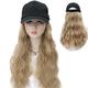 hooded wigs Synthetic Wig Hat Long Curly Wavy Brown Blonde Hair Extension Black Cap With Hair Natural Adjustable Baseball Cap Wig wig (Color : H1)