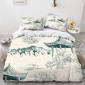 LENTLY Motif of Toile De Jouy Bedding Set,3D Duvet Cover with Pillowcases, for Soft Microfiber Quilt Cover with Zipper Closure 3 Piece Set King（220x240cm）