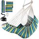 Chihee Hammock Chair Hanging Swing 2 Seat Cushions Included, Durable Spreader Bar Soft Cotton Weave Hanging Chair Side Pocket Large Tassel Chair Set Foot Rest Support Calf Foot Extra Comfortable