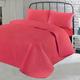 Nimsay Home - Plain Dyed Poly Cotton - Easy Care Quilted Bedspread Modern New Vintage Solid Colour Reversible Patchwork Coverlet Comforter, Geranium Red - King 265 x 265