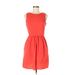 Pim + Larkin Casual Dress - A-Line Crew Neck Sleeveless: Red Solid Dresses - Women's Size 6