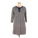 Lands' End Casual Dress - Shift Tie Neck 3/4 sleeves: Blue Color Block Dresses - Women's Size 14