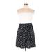 ModCloth Casual Dress - A-Line Strapless Sleeveless: Black Polka Dots Dresses - Women's Size Medium