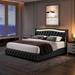 Lark Manor™ Areyon Storage Platform Bed w/ LED Lights Upholstered/Metal/Faux leather in Black | 44.48 H x 81.1 W x 84.64 D in | Wayfair