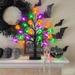 The Holiday Aisle® [Timer] Halloween Decor 18 Inch Black Halloween Tree w/ 24 LED Pumpkin Bat Spider Light | Wayfair