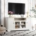 White 59" TV Stand Media Cabinets with 2 Tempered Glass Doors - 59.80" x 18.90" x 29.90"