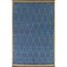 All-Over Trellis Blue Moroccan Area Rug Handmade Wool Carpet - 8'11"x 12'10"