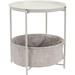 Round Storage End Table, Side Table with Cloth Basket