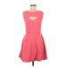 French Connection Cocktail Dress - A-Line Crew Neck Sleeveless: Pink Print Dresses - Women's Size 6