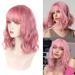 NRUDPQV human hair wigs for women Pink Wig Short Hair Curly Hair Small Wave Hair Air High Temperature Silk Fiber Wig Set Adult Female Costume Wigs Toupees