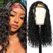 NRUDPQV human hair wigs for women HeadBand Wig Curly Human Hair Wig None Lace Front Wigs for Black Adult Female Costume Wigs Toupees C