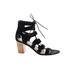 Marc Fisher Heels: Gladiator Chunky Heel Boho Chic Black Print Shoes - Women's Size 7 1/2 - Open Toe
