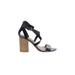 Mia Heels: Strappy Chunky Heel Bohemian Black Solid Shoes - Women's Size 9 - Open Toe