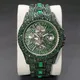 Montre de luxe en diamant vert pour homme horloge étanche Hip Hop Bling unique Ice Out Shoous