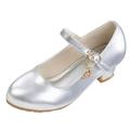 Quealent Little Kid Girls Shoes Shoes for Kids Girls Girl Shoes Small Leather Shoes Single Shoes Children Dance Shoes Girls Performance Shoes 4Y Shoes Silver 12.5