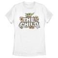 Women's Grogu White The Mandalorian Retro Flower Floaty Child T-Shirt