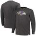 Men's Profile Heather Charcoal Baltimore Ravens Big & Tall Throwback Long Sleeve T-Shirt