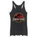 Juniors Heather Black Jurassic Park Logo Tri-Blend Tank Top