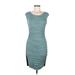 B44 Dressed Cocktail Dress - Sheath Scoop Neck Sleeveless: Teal Solid Dresses - Women's Size Medium