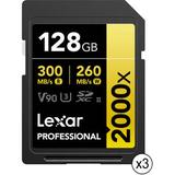 Lexar 128GB Professional 2000x UHS-II SDXC Memory Card (3-Pack) LSD2000128G-BNNNU