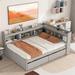 Red Barrel Studio® Pisces Solid Wood Daybed w/ L-shaped Bookcases, Drawers Wood in Gray | 36.7 H x 85.2 W x 65.6 D in | Wayfair