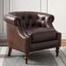 Chesterfield Chair - Darby Home Co Ewarton Vegan Leather Chesterfield Chair Faux Leather/Wood in Brown | 31 H x 34.75 W x 32 D in | Wayfair