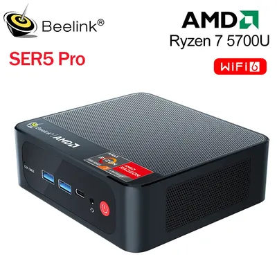 Beelink-Mini PC SER5 Pro Ryzen 7 5700U DDR4 32 Go SSD 2023 Go NVcloser SSD Wifi6 Ordinateur de