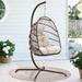 Outdoor Patio Wicker Swing Hanging Egg Basket Chair with Stand