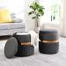 Velvet Round Storage Ottoman Footrest Stool Makeup Vanity Stool Side Table Seat Coffee Table for Dining Room Bedroom Patio