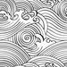 Black & White Asian Waves Peel and Stick Wallpaper