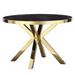 Round Dining Room Table with Silver Stainless Steel Metal Cross Base