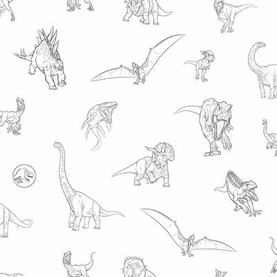 Black Jurassic World Dinosaurs Peel and Stick Wallpaper by RoomMates