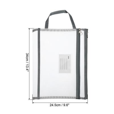 A4 Nylon Document Pouch with Handle Mesh Clear Zip Files Bag