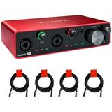 Focusrite Scarlett 4i4 3rd Gen USB Audio Interface with Pro Tools & 4 XLR Cables