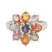 Dazzling Garden,'Rhodium-Plated Multicolored Sapphire Cocktail Ring'