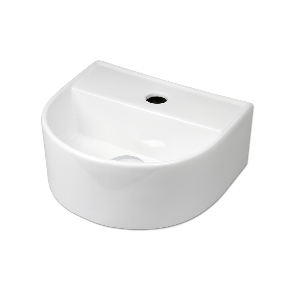 Waschbecken Keramik Hängewaschbecken Gästewaschbecken halbrund 30 x 25 cm weiß Komplettset Gäste WC