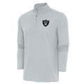 Men's Antigua Heather Gray Las Vegas Raiders Hunk Quarter-Zip Pullover Top