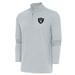 Men's Antigua Heather Gray Las Vegas Raiders Hunk Quarter-Zip Pullover Top