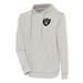 Men's Antigua Oatmeal/White Las Vegas Raiders Axe Bunker Tri-Blend Pullover Hoodie