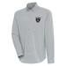 Men's Antigua Heather Gray/White Las Vegas Raiders Compression Tri-Blend Long Sleeve Button-Down Shirt