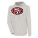 Men's Antigua Oatmeal/White San Francisco 49ers Axe Bunker Tri-Blend Pullover Hoodie