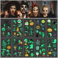 Luminous Halloween Tattoo Stickers for Kids 10 Sheets Glow in the Dark Temporary Waterproof Fake Tattoos Pumpkin Skull Ghost Tattoos for Kids Halloween Party Decorations