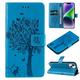 TECH CIRCLE Case for iPhone 15 (2023) - [Embossed Tree Design] Protective PU Leather Wallet Case with [Card Holder /Wrist Strap] Fold Stand Folio Cute Cover Shell Blue