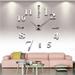 Large 3D DIY Wall Clock Roman Numerals Clock Frameless Mirror Surface Wall Sticker Home Decor for Living Room Bedroom