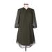 Iz Byer Casual Dress - A-Line High Neck 3/4 sleeves: Green Solid Dresses - Women's Size Medium