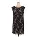 Ann Taylor LOFT Casual Dress - Shift Scoop Neck Sleeveless: Black Print Dresses - Women's Size 8 Petite