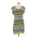 Amour Vert Casual Dress - Shift Scoop Neck Short sleeves: Green Print Dresses - Women's Size Small