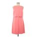 Ann Taylor LOFT Casual Dress - A-Line Crew Neck Sleeveless: Pink Print Dresses - Women's Size 6